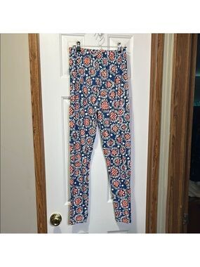 Agnes & Dora Floral Leggings - Blue and Orange